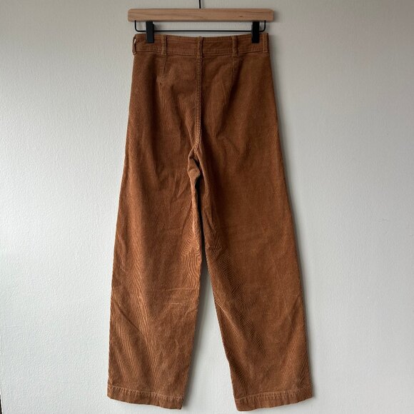 Everlane Corduroy Wide Leg Pants Size 0 Brown High Rise Organic Cotton Womens - Picture 6 of 9